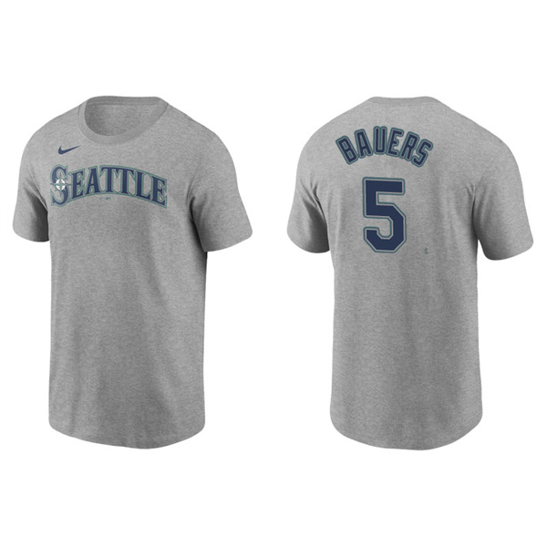 Men's Seattle Mariners Jake Bauers Gray Name & Number Nike T-Shirt