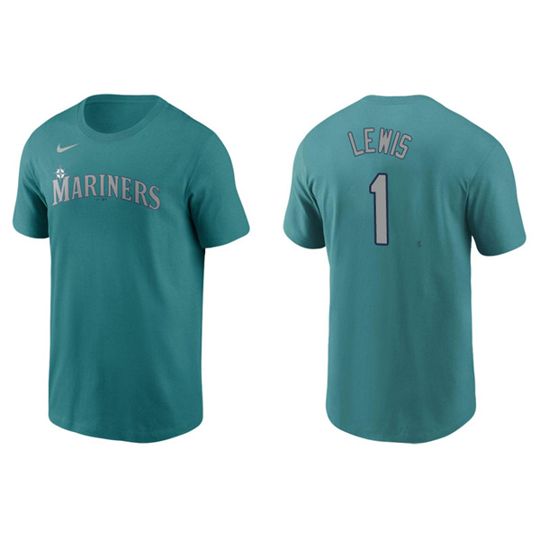 Men's Seattle Mariners Kyle Lewis Aqua Name & Number Nike T-Shirt