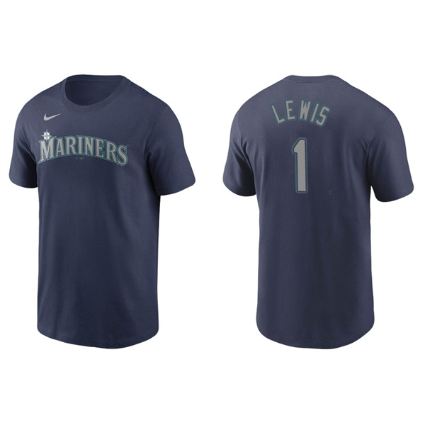 Men's Seattle Mariners Kyle Lewis Navy Name & Number Nike T-Shirt