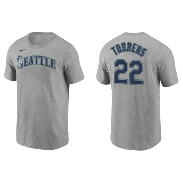 Men's Seattle Mariners Luis Torrens Gray Name & Number Nike T-Shirt