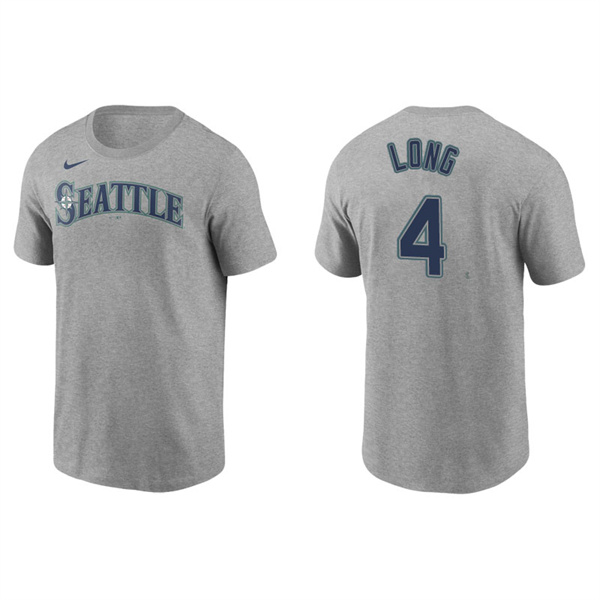 Men's Seattle Mariners Shed Long Jr. Gray Name & Number Nike T-Shirt