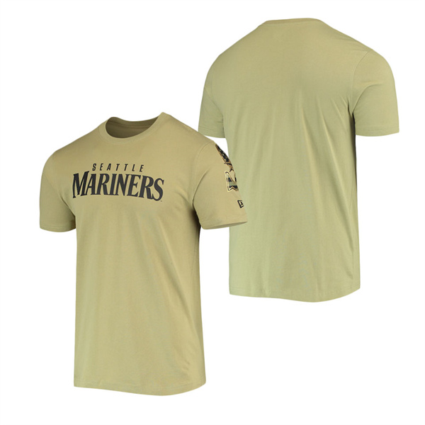 Men's Seattle Mariners New Era Olive Brushed Armed Forces T-Shirt