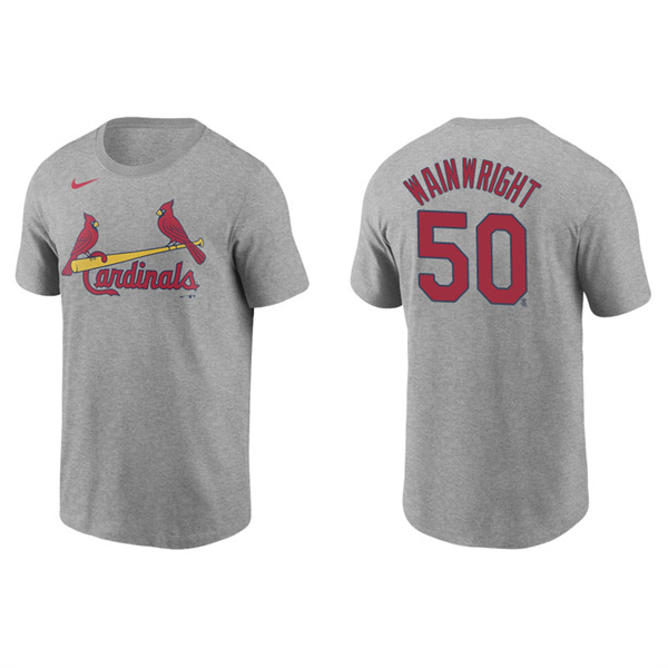 Men's St. Louis Cardinals Adam Wainwright Gray Name & Number Nike T-Shirt