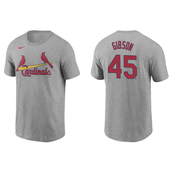 Men's St. Louis Cardinals Bob Gibson Gray Name & Number Nike T-Shirt