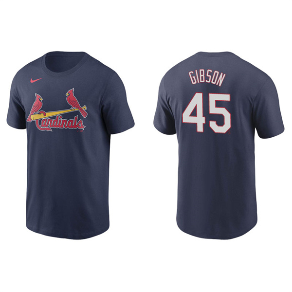Men's St. Louis Cardinals Bob Gibson Navy Name & Number Nike T-Shirt
