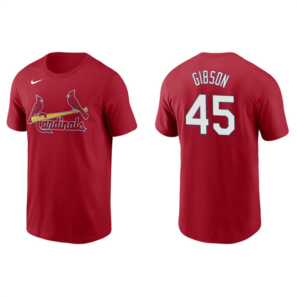 Men's St. Louis Cardinals Bob Gibson Red Name & Number Nike T-Shirt