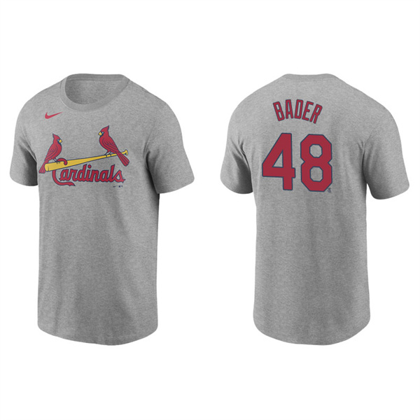 Men's St. Louis Cardinals Harrison Bader Gray Name & Number Nike T-Shirt