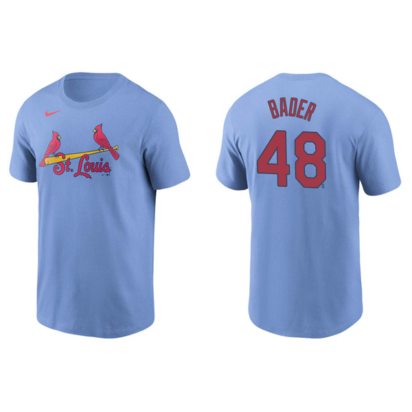 Men's St. Louis Cardinals Harrison Bader Light Blue Name & Number Nike T-Shirt