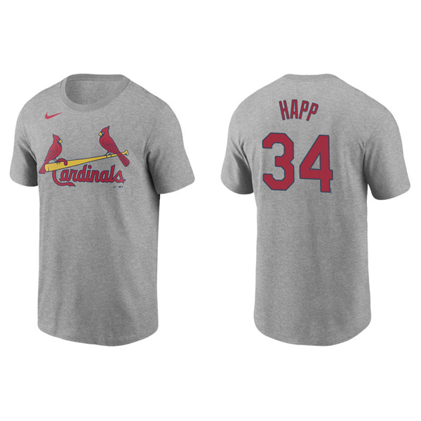 Men's St. Louis Cardinals J.A. Happ Gray Name & Number Nike T-Shirt