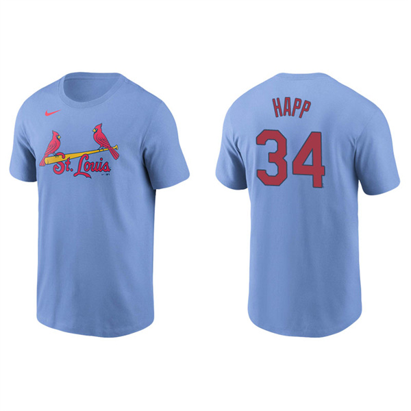 Men's St. Louis Cardinals J.A. Happ Light Blue Name & Number Nike T-Shirt