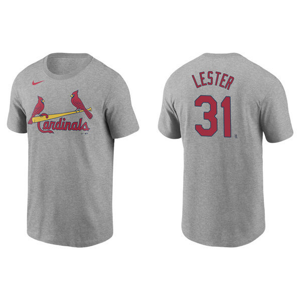 Men's St. Louis Cardinals Jon Lester Gray Name & Number Nike T-Shirt