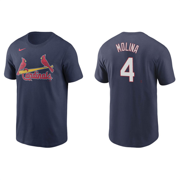 Men's St. Louis Cardinals Yadier Molina Navy Name & Number Nike T-Shirt