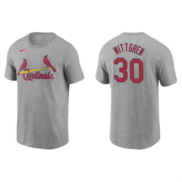 Men's St. Louis Cardinals Nick Wittgren Gray Name & Number Nike T-Shirt