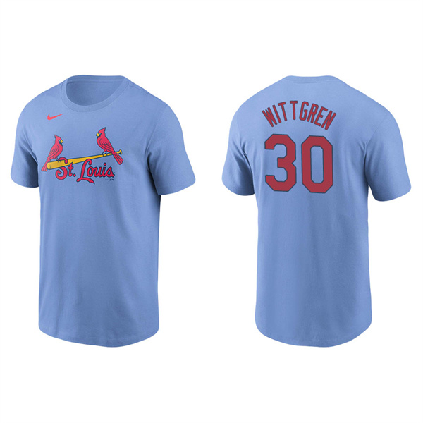 Men's St. Louis Cardinals Nick Wittgren Light Blue Name & Number Nike T-Shirt