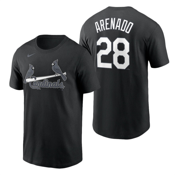 Men's St. Louis Cardinals Nolan Arenado Nike Black Black & White Name & Number T-Shirt