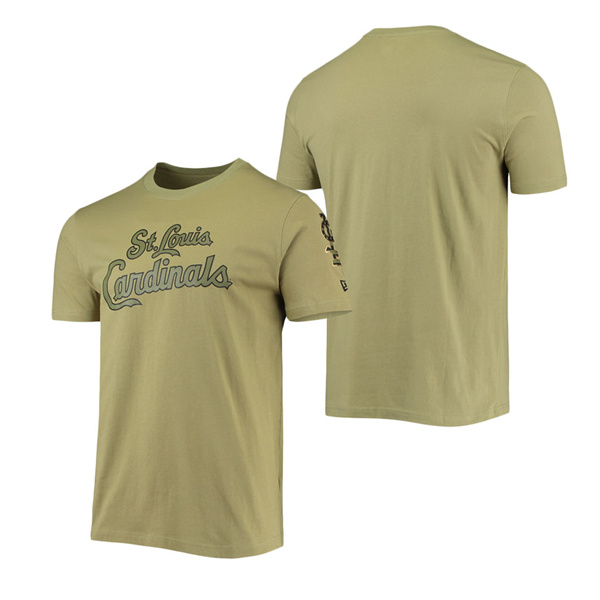 Men's St. Louis Cardinals New Era Olive Brushed Armed Forces T-Shirt