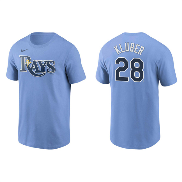 Men's Corey Kluber Tampa Bay Rays Light Blue Name & Number Nike T-Shirt