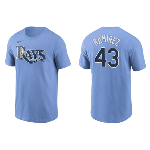 Men's Tampa Bay Rays Harold Ramirez Light Blue Name & Number Nike T-Shirt