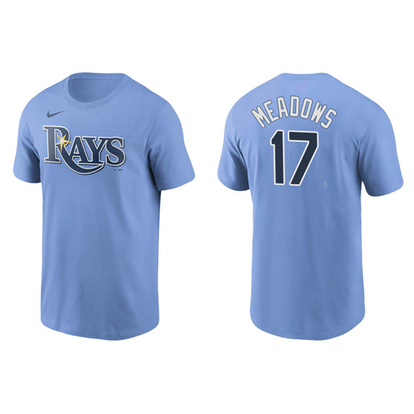 Men's Tampa Bay Rays Austin Meadows Light Blue Name & Number Nike T-Shirt