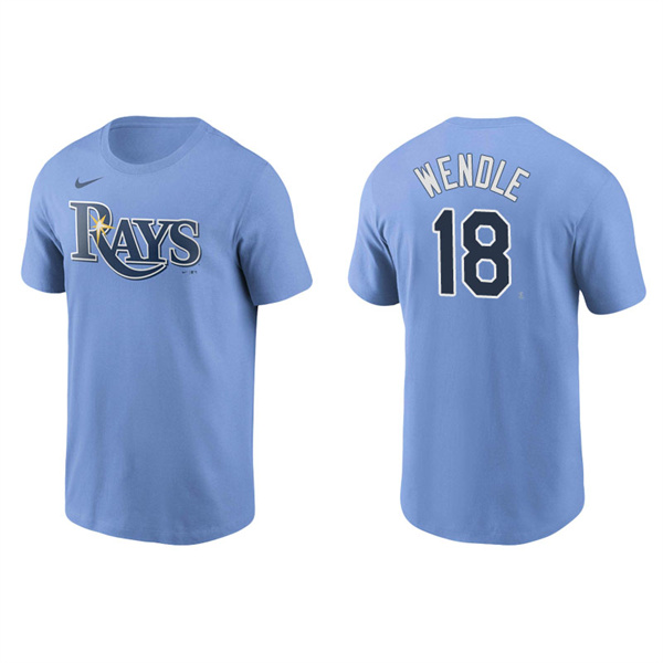 Men's Tampa Bay Rays Joey Wendle Light Blue Name & Number Nike T-Shirt