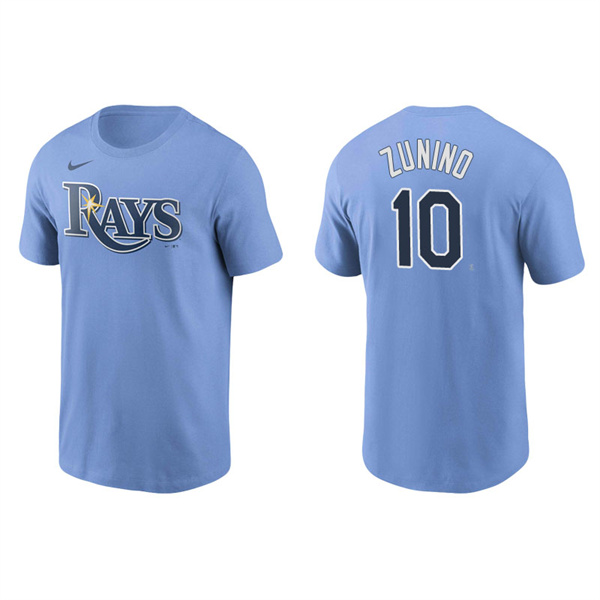 Men's Tampa Bay Rays Mike Zunino Light Blue Name & Number Nike T-Shirt