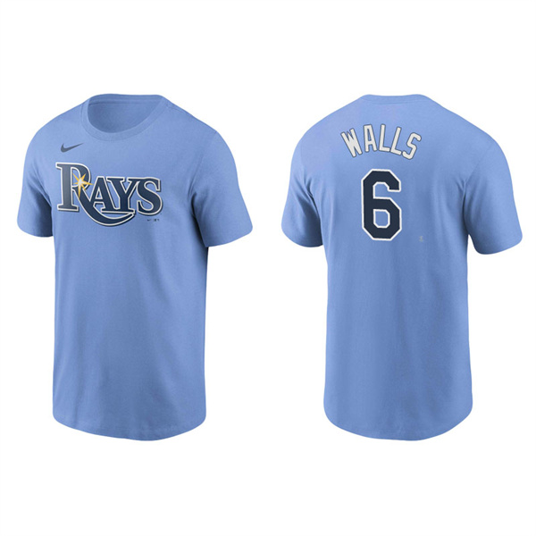 Men's Tampa Bay Rays Taylor Walls Light Blue Name & Number Nike T-Shirt