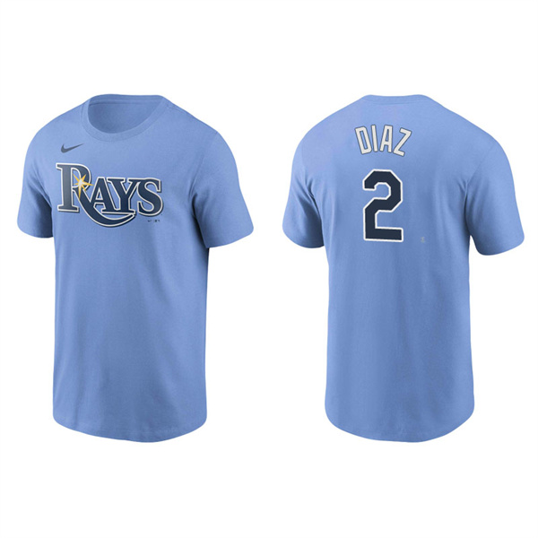 Men's Tampa Bay Rays Yandy Diaz Light Blue Name & Number Nike T-Shirt