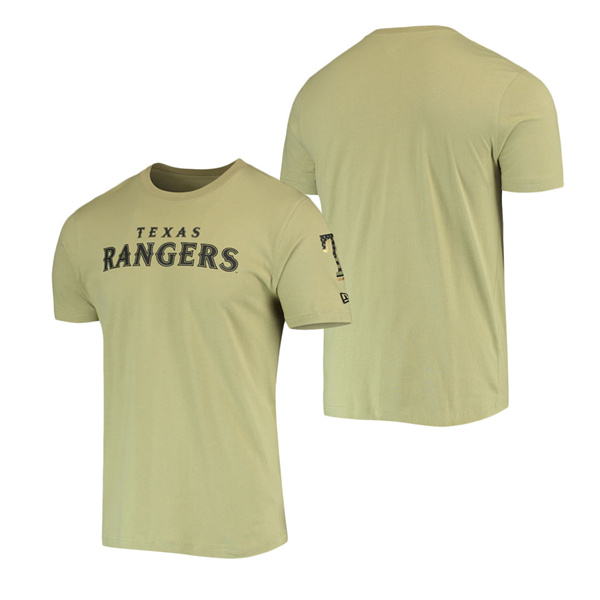 Men's Texas Rangers New Era Olive Brushed Armed Forces T-Shirt