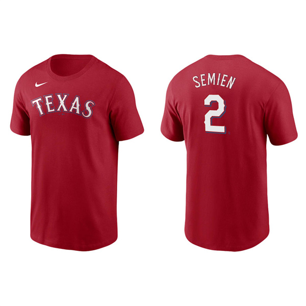 Men's Marcus Semien Texas Rangers Red Name & Number Nike T-Shirt