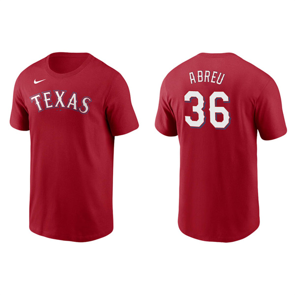 Men's Texas Rangers Albert Abreu Red Name & Number Nike T-Shirt