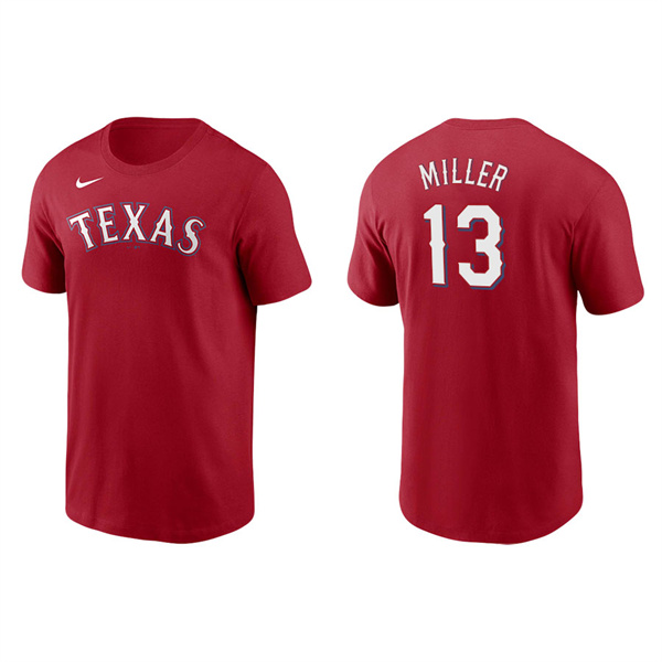 Men's Texas Rangers Brad Miller Red Name & Number Nike T-Shirt