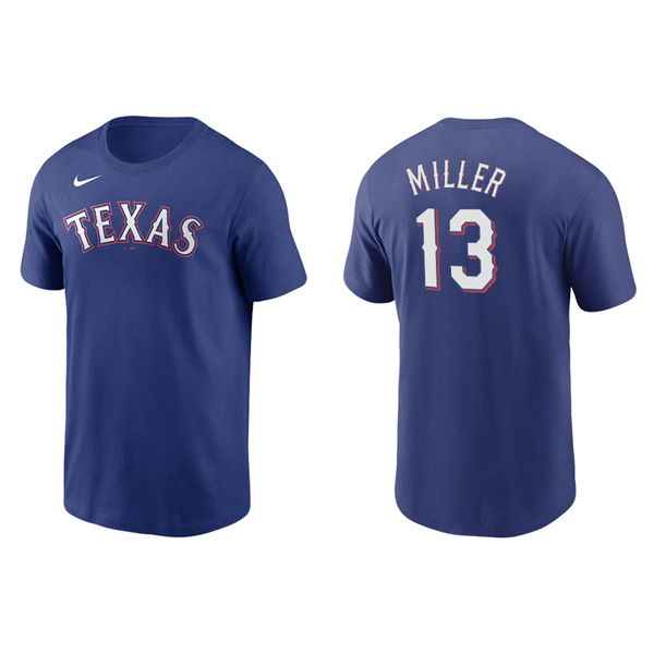 Men's Texas Rangers Brad Miller Royal Name & Number Nike T-Shirt