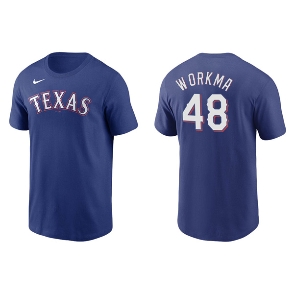 Men's Texas Rangers Brandon Workman Royal Name & Number Nike T-Shirt