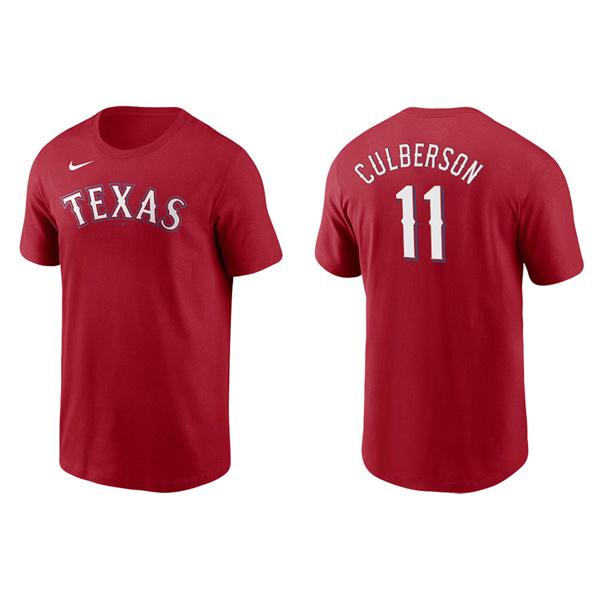 Men's Texas Rangers Charlie Culberson Red Name & Number Nike T-Shirt