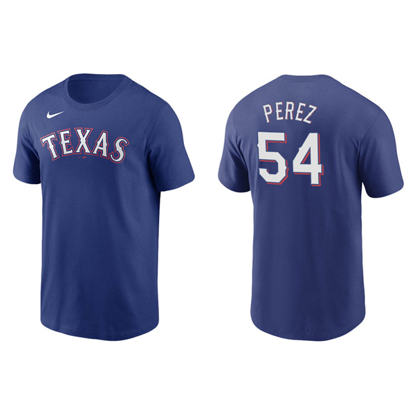 Men's Texas Rangers Martin Perez Royal Name & Number Nike T-Shirt