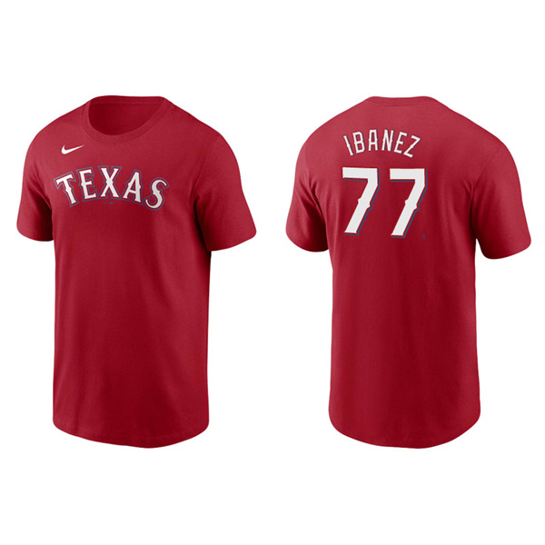 Men's Texas Rangers Andy Ibanez Red Name & Number Nike T-Shirt