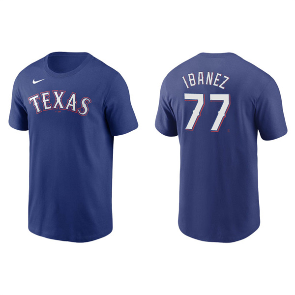 Men's Texas Rangers Andy Ibanez Royal Name & Number Nike T-Shirt