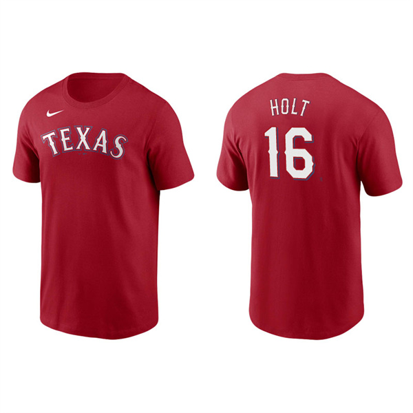 Men's Texas Rangers Brock Holt Red Name & Number Nike T-Shirt