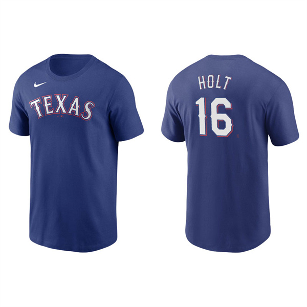 Men's Texas Rangers Brock Holt Royal Name & Number Nike T-Shirt