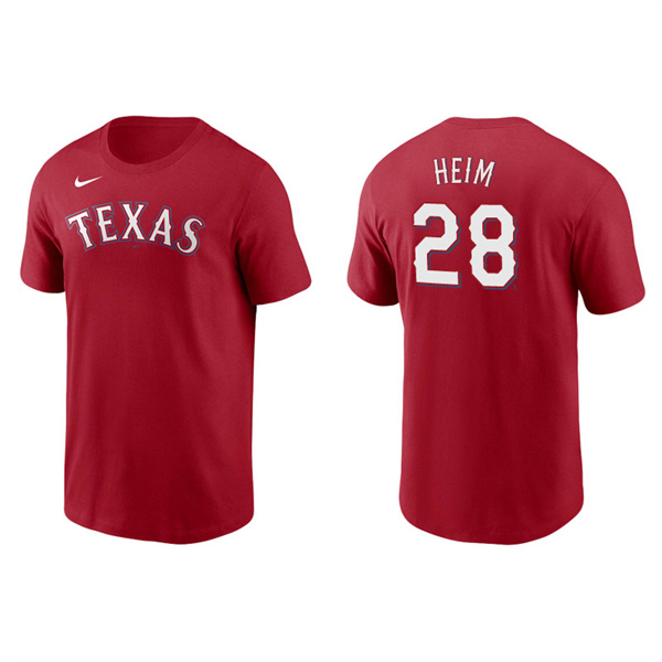 Men's Texas Rangers Jonah Heim Red Name & Number Nike T-Shirt
