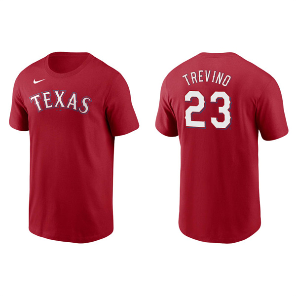 Men's Texas Rangers Jose Trevino Red Name & Number Nike T-Shirt