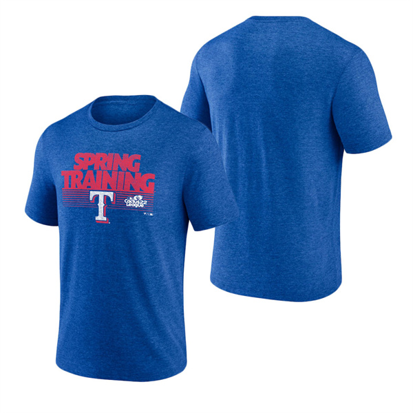 Men's Texas Rangers Fanatics Branded Royal 2022 MLB Spring Training Cactus League Spring Fade Tri-Blend T-Shirt