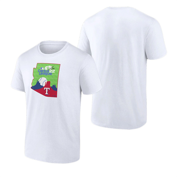 Men's Texas Rangers Fanatics Branded White 2022 MLB Spring Training Cactus League State Fill T-Shirt