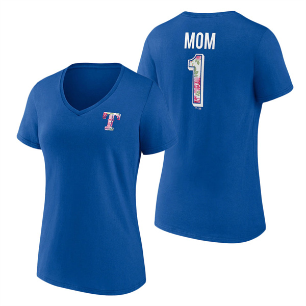 Women's Texas Rangers Fanatics Branded Royal Team Mother's Day V-Neck T-Shirt