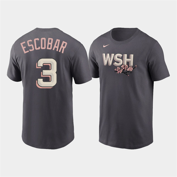 Washington Nationals #3 Alcides Escobar Name & Number Men's 2022 City Connect Gray T-Shirt