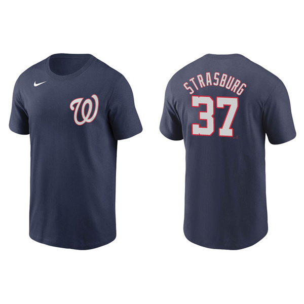 Men's Washington Nationals Stephen Strasburg Navy Name & Number Nike T-Shirt