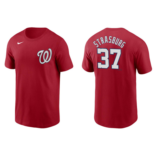 Men's Washington Nationals Stephen Strasburg Red Name & Number Nike T-Shirt