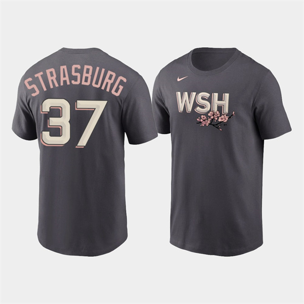Washington Nationals #37 Stephen Strasburg Name & Number Men's 2022 City Connect Gray T-Shirt