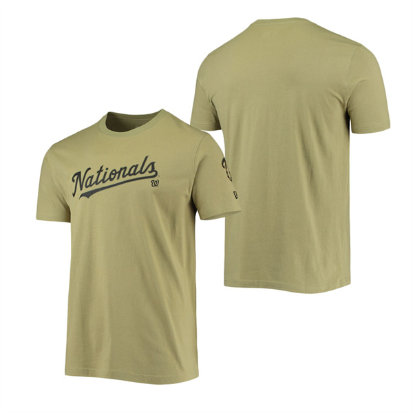 Men's Washington Nationals New Era Olive Brushed Armed Forces T-Shirt